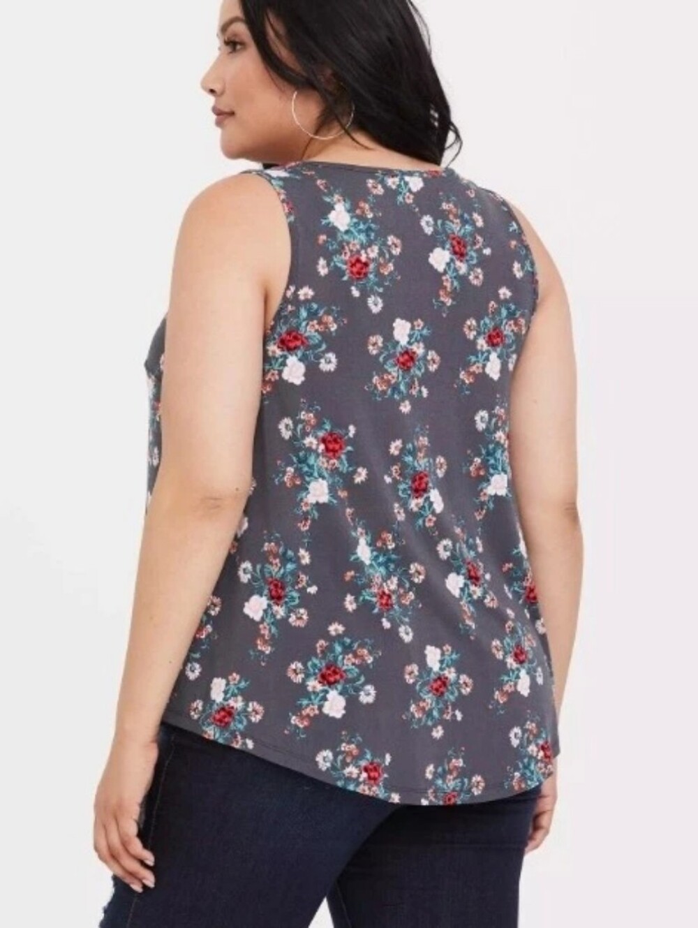 Torrid Gray Floral Crepe Tank Top Plus Size 5 5x - Picture 2 of 8